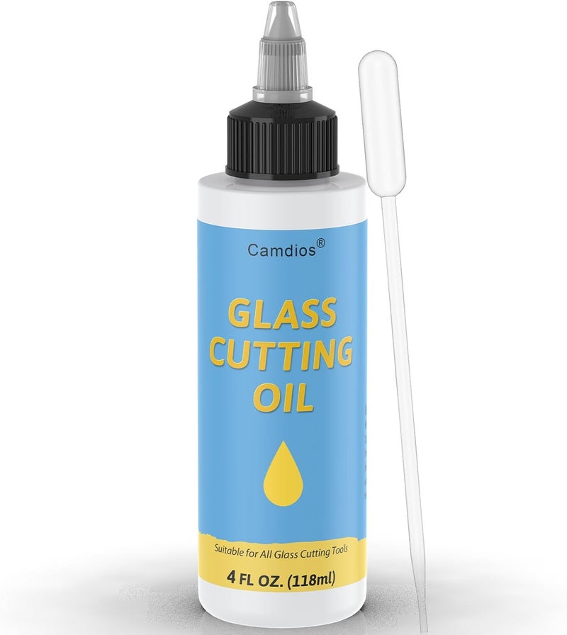 Camdios Glass Cutting Oil with Precision Application Top, Suitable for an Array of Glass Cutter and Glass Cutting Tools, 4 oz Premium Glass Cutting Oil for Glass Cutters/Tiles/Mirrors/Mosaic - by - Image 1